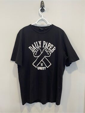 Daily Paper Black Tee with White Unity Graphic Print